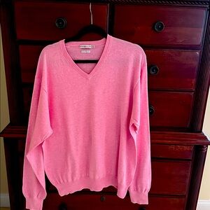 Peter Millar Sweater Pink Cotton Cashmere Mens Knit Pullover V Neck Pullover XXL